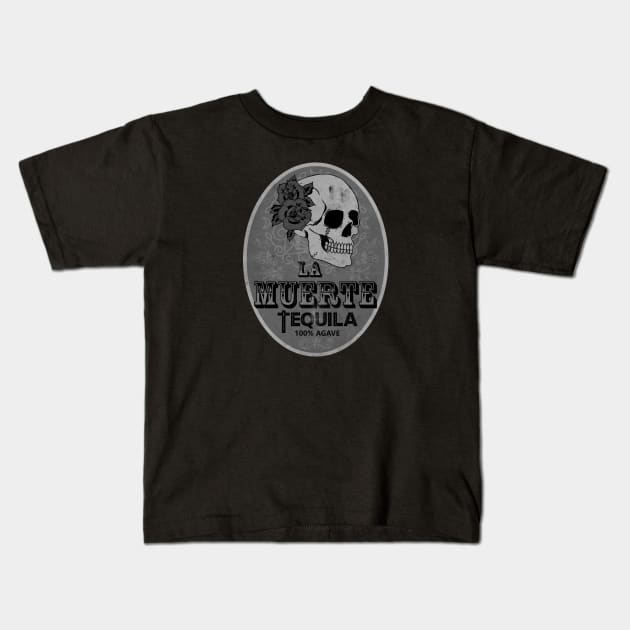 La Muerte Tequila BW Kids T-Shirt by CTShirts